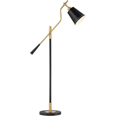 Possini Euro Design Modern Pharmacy Floor Lamp 54" Tall Matte Black Warm Gold Adjustable Metal Shade For Living Room Reading House 7 Possini Euro Design Modern Pharmacy Floor Lamp 54" Tall Matte Black Warm Gold Adjustable Metal Shade For Living Room Reading House - Image 7