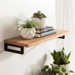 24" X 3" Lankford Wood Shelf Natural/Black - Kate & Laurel All Things Decor -Home Decoration Store GUEST 2688662d 32fd 444c 973b 512df3cb851a