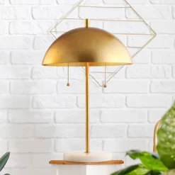 20.7" Metal Dome Table Lamp With Marble Base (Includes LED Light Bulb) Gold/White - Jonathan Y -Home Decoration Store GUEST 26d054b1 16fd 4564 970f 53fad65b81d9
