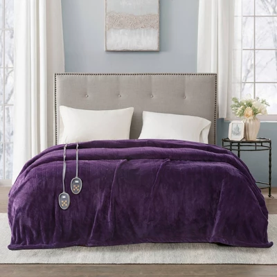 Twin Plush Electric Bed Blanket Purple - Beautyrest 1 Twin Plush Electric Bed Blanket Purple - Beautyrest