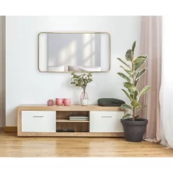 20" X 36" Nobles Radius Corner Framed Decorative Wall Mirror Gold - Kate & Laurel All Things Decor -Home Decoration Store GUEST 275009a0 c18e 4e65 a8cb fd518f72c47c