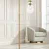 Possini Euro Design Vaile Modern 66" Tall Chairside Arc Floor Lamp Warm Gold Metal Clear Seeded Glass Shade For Living Room Reading Home