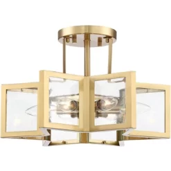 Possini Euro Design Casa Star Modern Ceiling Light Semi Flush Mount Fixture 16" Wide Warm Brass 6-Light Clear Glass For Bedroom Kitchen Living Room -Home Decoration Store GUEST 281e3c51 0dfc 428b bd45 c1cd5c0bcf24