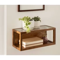 18" X 8" Wessler Decorative Wood Box Shelf Rustic Brown - Kate & Laurel All Things Decor -Home Decoration Store GUEST 297b0aaf 440c 41d8 ba6f e98360f1133c