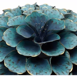 LuxenHome 23.5" Round Teal Blue Flower Metal Wall Decor Art -Home Decoration Store GUEST 297e684e a28b 462a a8ad 5200de986e15
