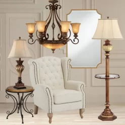 Kathy Ireland Sterling Estate Golden Bronze Chandelier 34 1/2" Wide Rustic Champagne Bowl Shade 9-Light Fixture For Dining Room House Kitchen Island -Home Decoration Store GUEST 2982b203 ca92 40c2 b765 310ac7847411