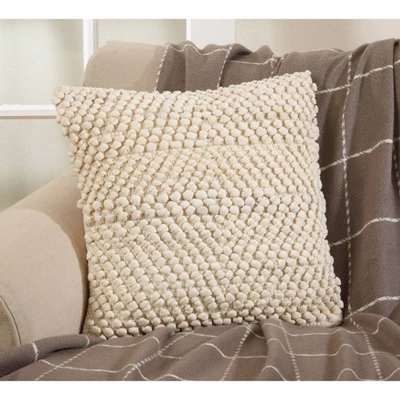 18"x18" Smocked Down Filled Square Throw Pillow Ivory - Saro Lifestyle 2 18"x18" Smocked Down Filled Square Throw Pillow Ivory - Saro Lifestyle - Image 2
