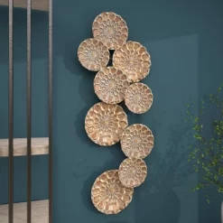 Metal Plate Wall Decor With Embossed Design Gold - Olivia & May -Home Decoration Store GUEST 2a686d42 e50e 43e0 a9ae a6a1aa4f3d85
