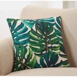 Saro Lifestyle Split Leaf Philodendron Pillow - Poly Filled, 18" Square, Green -Home Decoration Store GUEST 2a97a54e b165 42c8 9ebe 48eaa3a7add1