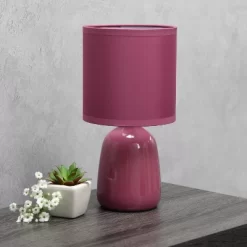 10.04" Traditional Ceramic Thimble Base Bedside Table Desk Lamp With Matching Fabric Shade Mauve - Simple Designs 15 10.04" Traditional Ceramic Thimble Base Bedside Table Desk Lamp With Matching Fabric Shade Mauve - Simple Designs -Home Decoration Store GUEST 2be1bf3a a558 4b83 8e4f 3fe0c38fe6dc