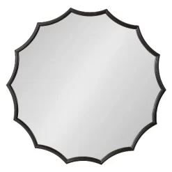 34" X 33" Lalina Scalloped Round Framed Accent Mirror Black - Kate & Laurel All Things Decor