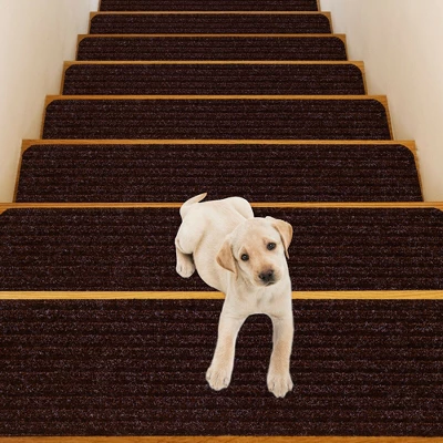 Costway 15 PCS Slip-resistant Stair Mats 30'' X 8'' Non-Slip Stair Treads Carpet 10 Costway 15 PCS Slip-resistant Stair Mats 30'' X 8'' Non-Slip Stair Treads Carpet - Image 10