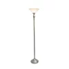 1-Light Classic Torchiere Floor Lamp With Marbleized Glass Shade Brushed Nickel - Lalia Home