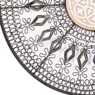 Set Of 3 Metal Plate Wall Decors With Intricate Pattern Black - Olivia & May 5 Set Of 3 Metal Plate Wall Decors With Intricate Pattern Black - Olivia & May - Image 5