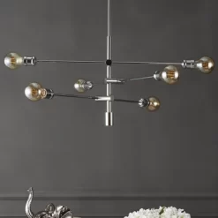 36" 6-Light Atlas Modern Vintage Iron Arm-Adjustable LED Chandelier Chrome - JONATHAN Y -Home Decoration Store GUEST 2e4f714e ceda 43fb 85b9 143bc3a60328