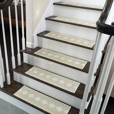 SussexHome Diamond Design Cotton Anti-Slip Stair Treads, 9” X 28“ 1 SussexHome Diamond Design Cotton Anti-Slip Stair Treads, 9” X 28“