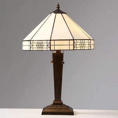14" X 14" X 21" Mission Style Table Lamp White/Brown - Warehouse Of Tiffany 2 14" X 14" X 21" Mission Style Table Lamp White/Brown - Warehouse Of Tiffany - Image 2