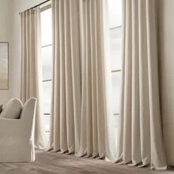 Home Boutique Belgian Flax Prewashed Linen Rich Cotton Blend Window Curtain Panel Single Linen 50x84