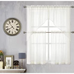 Kate Aurora Modern Chic Complete 4 Piece Striped Sheer Kitchen Curtain Tier & Valance Set -Home Decoration Store GUEST 2f04c703 a125 43f5 92ee 2af779b5ba0e