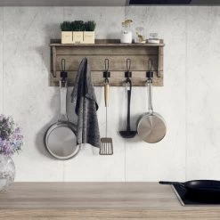 Emma And Oliver Rustic Wall Hanging Storage Rack With 5 Hooks For Entryway, Kitchen, Bathroom And More -Home Decoration Store GUEST 2f44a64b 2b17 4157 a7d5 4200a2dc4a53