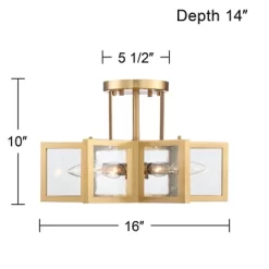 Possini Euro Design Casa Star Modern Ceiling Light Semi Flush Mount Fixture 16" Wide Warm Brass 6-Light Clear Glass For Bedroom Kitchen Living Room -Home Decoration Store GUEST 3096f3de 9903 4683 a36c 3665cbf38543