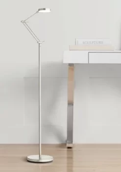 360 Lighting Modern Floor Lamp LED 50" Tall Satin Nickel White Acrylic Diffuser Adjustable For Living Room Reading Bedroom Office