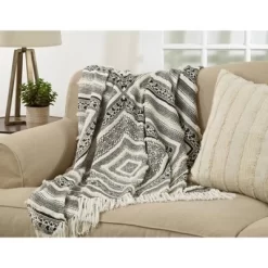 50"x60" Embellished Diamond Cotton Throw Blanket Black - Saro Lifestyle 5 50"x60" Embellished Diamond Cotton Throw Blanket Black - Saro Lifestyle -Home Decoration Store GUEST 31ed6957 409e 496c 9277 698370de507d