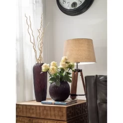 Mariner Tripod Style Wood Floor Lamp With Burlap Drum Shade Rust - Storied Home 29 Mariner Tripod Style Wood Floor Lamp With Burlap Drum Shade Rust - Storied Home -Home Decoration Store GUEST 32972b85 dfd0 40c1 a569 b7c7e5ababaf