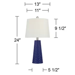 360 Lighting Ricky Modern Table Lamps 24" High Set Of 2 Deep Blue Triangle Textured Ceramic White Fabric Tapered Drum Shade For Bedroom Living Room 11 360 Lighting Ricky Modern Table Lamps 24" High Set Of 2 Deep Blue Triangle Textured Ceramic White Fabric Tapered Drum Shade For Bedroom Living Room -Home Decoration Store GUEST 34490c08 9fa5 4b30 a898 f9ab6a2ec4fc
