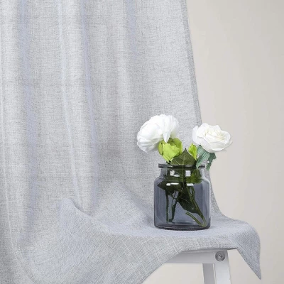 Trinity Faux Linen Textured Vintage Design Farmhouse Solid Curtains 4 Trinity Faux Linen Textured Vintage Design Farmhouse Solid Curtains - Image 4
