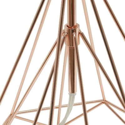 Geometric Wired Table Lamp With Fabric Shade Rose Gold - Lalia Home 6 Geometric Wired Table Lamp With Fabric Shade Rose Gold - Lalia Home - Image 6