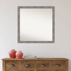 29" X 29" Non-Beveled Marred Pewter Wood Wall Mirror - Amanti Art -Home Decoration Store GUEST 3549c335 318b 43d7 bd67 153cf7fc851f