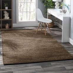 Home Conservatory Gravel Handwoven Jute Area Rug