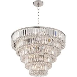 Vienna Full Spectrum Magnificence Satin Nickel Chandelier 24 1/2" Wide Modern Faceted Crystal Glass 15-Light LED Fixture For Dining Room House Kitchen -Home Decoration Store GUEST 35cc1689 051a 4e2e 8b3e 597db2e70cc6
