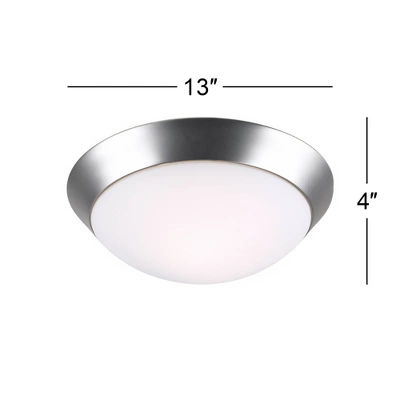 360 Lighting Modern Ceiling Light Flush Mount Fixture 13" Wide Brushed Nickel 2-Light Frosted Glass Dome Shade For Bedroom Kitchen Living Room Hallway 2 360 Lighting Modern Ceiling Light Flush Mount Fixture 13" Wide Brushed Nickel 2-Light Frosted Glass Dome Shade For Bedroom Kitchen Living Room Hallway - Image 2