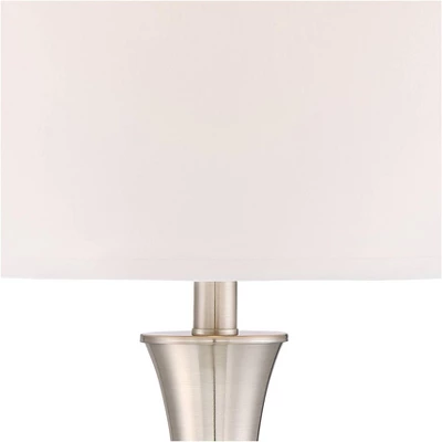 360 Lighting Simon Modern Table Lamps 25 1/2" High Set Of 2 Brushed Nickel With USB Charging Port And Table Top Dimmers White Fabric For Home Desk 2 360 Lighting Simon Modern Table Lamps 25 1/2" High Set Of 2 Brushed Nickel With USB Charging Port And Table Top Dimmers White Fabric For Home Desk - Image 2