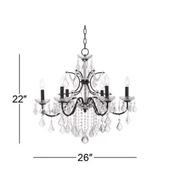 Vienna Full Spectrum DeMallo Dark Bronze Chandelier 26" Wide French Scroll Arm Clear Crystal 6-Light Fixture For Dining Room Home Foyer Kitchen Island -Home Decoration Store GUEST 382d62ac b973 4b7b bb90 03c9cb6df504