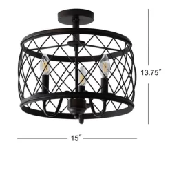 15" Eleanor Metal LED Semi Flush Mount Ceiling Light Black (Includes Energy Efficient Light Bulb) - JONATHAN Y -Home Decoration Store GUEST 38473d46 1742 442f 90b6 ace4002384c1