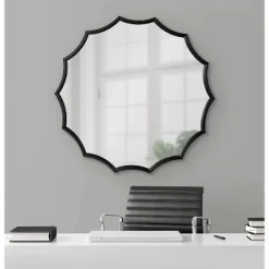 34" X 33" Lalina Scalloped Round Framed Accent Mirror Black - Kate & Laurel All Things Decor -Home Decoration Store GUEST 38b46e78 c9d1 47ba 9a42 440fa9c84ff9