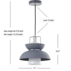 11" Metal Paul Farmhouse Pendant (Includes Energy Efficient Light Bulb) Gray - JONATHAN Y -Home Decoration Store GUEST 39d92f9f 95b3 456c bd5f 87ec0f151f05