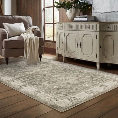 Salina Traditional Persian Style Inspired Area Rug Charcoal/Ivory - Captiv8e Designs 1 Salina Traditional Persian Style Inspired Area Rug Charcoal/Ivory - Captiv8e Designs