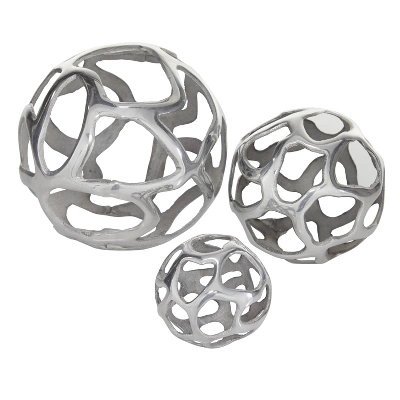 Set Of 3 Decorative Aluminum Balls - Olivia & May 4 Set Of 3 Decorative Aluminum Balls - Olivia & May - Image 4