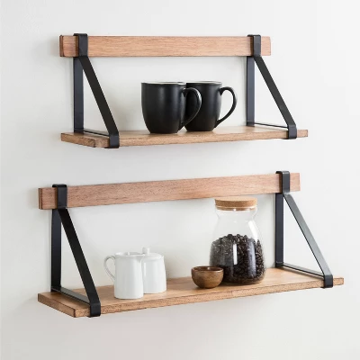 24" X 9" (Set Of 2) Willmann Wood Decorative Wall Shelf Set Rustic Brown/Black - Kate & Laurel All Things Decor 5 24" X 9" (Set Of 2) Willmann Wood Decorative Wall Shelf Set Rustic Brown/Black - Kate & Laurel All Things Decor - Image 5