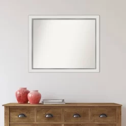 31" X 25" Non-Beveled Eva White Silver Narrow Wall Mirror - Amanti Art -Home Decoration Store GUEST 3beb5826 aa67 4041 8971 154d5a6a3881
