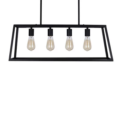30" Industrial 4-Light Rectangular Island Chandelier (Includes LED Light Bulb) Matte Black - Cresswell Lighting 3 30" Industrial 4-Light Rectangular Island Chandelier (Includes LED Light Bulb) Matte Black - Cresswell Lighting - Image 3