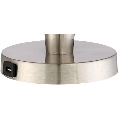 360 Lighting Geoff Modern Table Lamps 26" High Set Of 2 Brushed Nickel With USB Charging Port Table Top Dimmers White Drum Shade For Living Room Desk 4 360 Lighting Geoff Modern Table Lamps 26" High Set Of 2 Brushed Nickel With USB Charging Port Table Top Dimmers White Drum Shade For Living Room Desk - Image 4