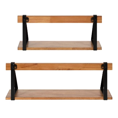 24" X 9" (Set Of 2) Willmann Wood Decorative Wall Shelf Set Rustic Brown/Black - Kate & Laurel All Things Decor 3 24" X 9" (Set Of 2) Willmann Wood Decorative Wall Shelf Set Rustic Brown/Black - Kate & Laurel All Things Decor - Image 3