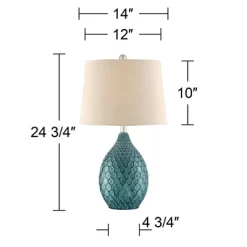 360 Lighting Kate Table Lamp 24 3/4" High Ceramic Green Oatmeal Drum Shade For Bedroom Living Room Bedside Nightstand Office Kids Family House Home -Home Decoration Store GUEST 3ed61492 abfa 470e 8c69 f0f32fa03163