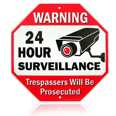 Signs Authority Reflective Warning 24 Hour Surveillance No Trespassing Metal Sign For Home Business - 12"x12" 3 Signs Authority Reflective Warning 24 Hour Surveillance No Trespassing Metal Sign For Home Business - 12"x12" - Image 3