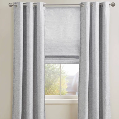 Aberdeen Printed Faux Silk Room Darkening Cordless Roman Blinds And Shade Gray 9 Aberdeen Printed Faux Silk Room Darkening Cordless Roman Blinds And Shade Gray - Image 9